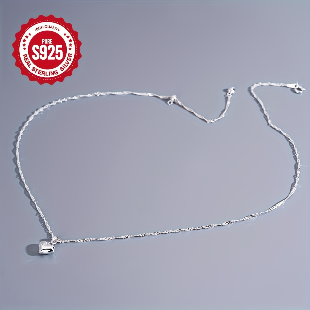 S925 Sterling Silver Heart-Shaped Pendant Necklace for Everyday Use